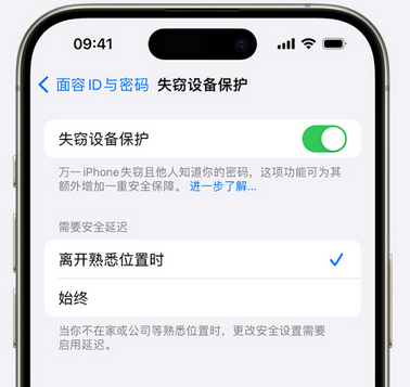 芦淞苹果手机维修分享iOS17'失窃设备保护'功能是什么？ 