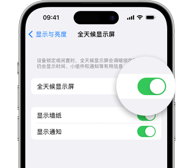 芦淞苹果15预约维修分享iPhone15如何设置全天候显示屏幕可见 